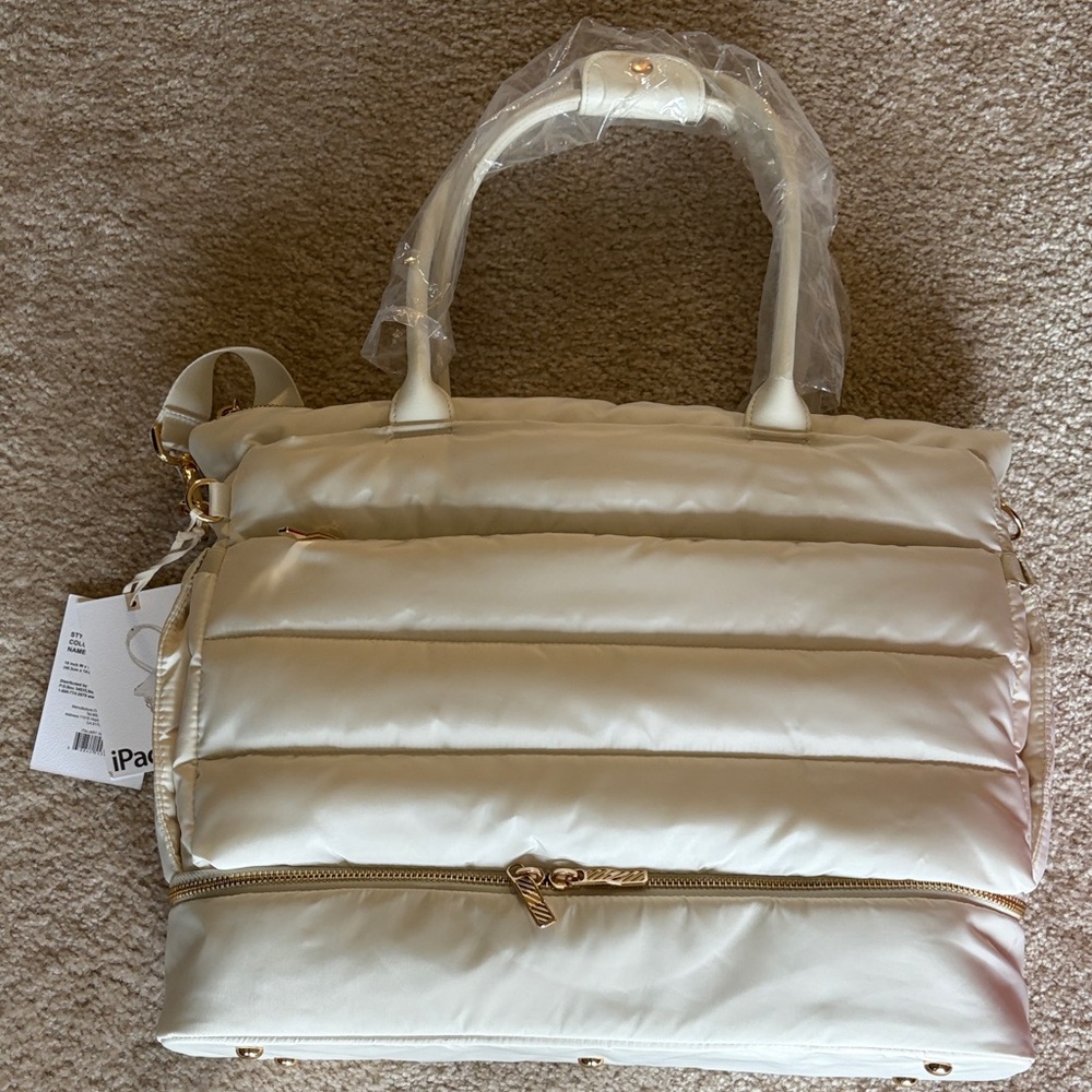 Chic Cream Puffer Tote Bag